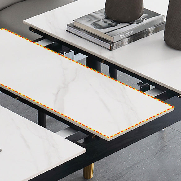 Minimalist Sintered Stone Extendable Dining Set Rectangle Shape White Dining Set for Kitchen Clearhalo 'Dining Room Sets' 'Dining Tables & Seating' 'dining_room_set' 'furn' 'furn_dining_room_set' 'Furniture' 'furniture_dining_room_set' 'Kitchen & Dining Furniture' 'kitchen&dining_furn' 'kitchen' 3522706