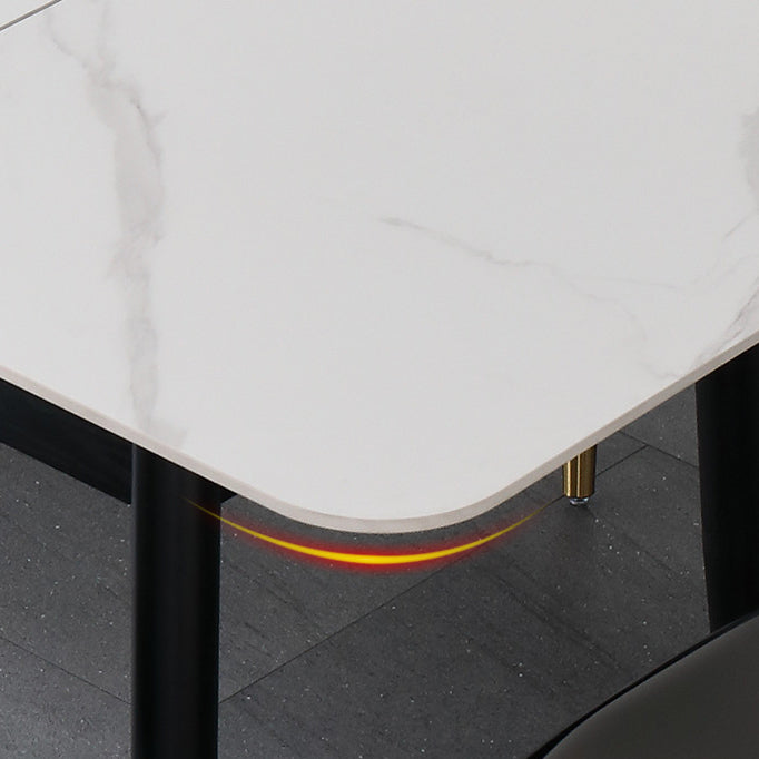 Minimalist Sintered Stone Extendable Dining Set Rectangle Shape White Dining Set for Kitchen Clearhalo 'Dining Room Sets' 'Dining Tables & Seating' 'dining_room_set' 'furn' 'furn_dining_room_set' 'Furniture' 'furniture_dining_room_set' 'Kitchen & Dining Furniture' 'kitchen&dining_furn' 'kitchen' 3522707