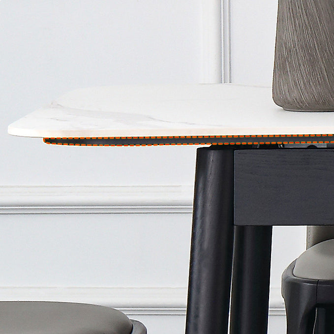 Minimalist Sintered Stone Extendable Dining Set Rectangle Shape White Dining Set for Kitchen Clearhalo 'Dining Room Sets' 'Dining Tables & Seating' 'dining_room_set' 'furn' 'furn_dining_room_set' 'Furniture' 'furniture_dining_room_set' 'Kitchen & Dining Furniture' 'kitchen&dining_furn' 'kitchen' 3522708