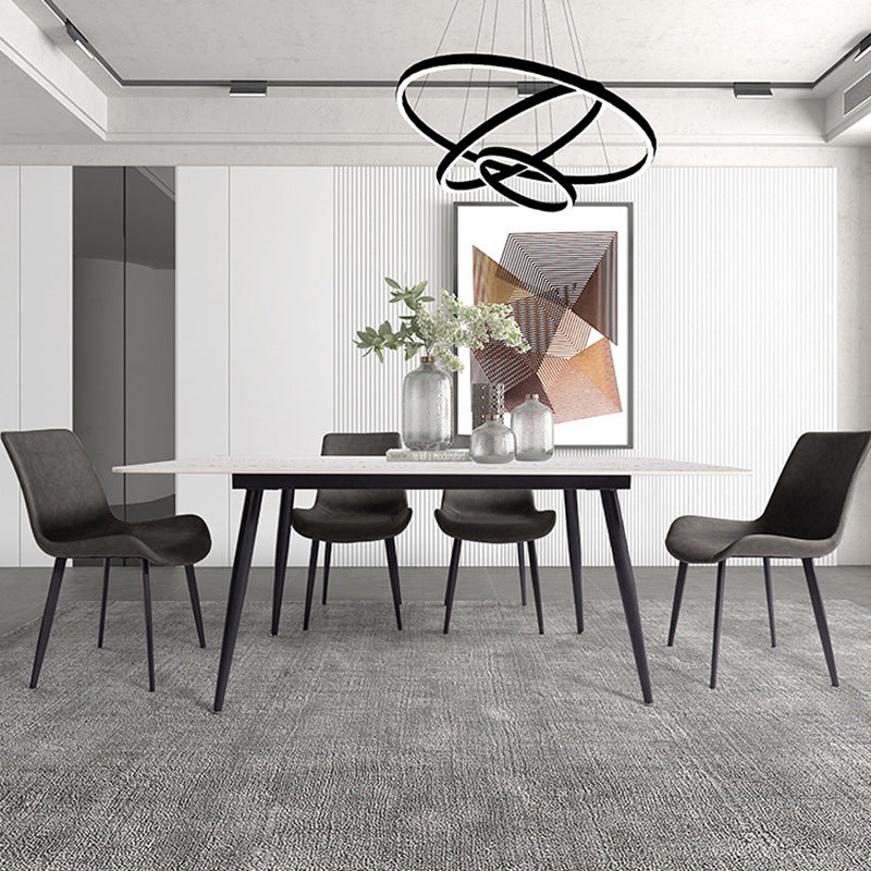Minimalist Dining Table Set with Sintered Stone Dining Table and Upholstered Chairs Clearhalo 'Dining Room Sets' 'Dining Tables & Seating' 'dining_room_set' 'furn' 'furn_dining_room_set' 'Furniture' 'furniture_dining_room_set' 'Kitchen & Dining Furniture' 'kitchen&dining_furn' 'kitchen' 3522721