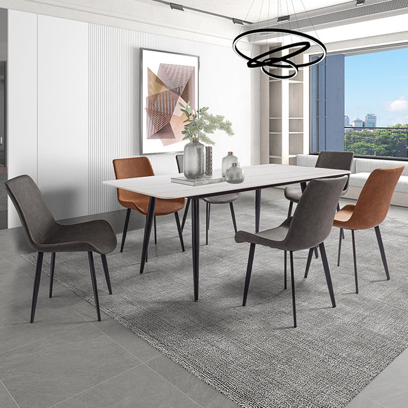 Minimalist Dining Table Set with Sintered Stone Dining Table and Upholstered Chairs Clearhalo 'Dining Room Sets' 'Dining Tables & Seating' 'dining_room_set' 'furn' 'furn_dining_room_set' 'Furniture' 'furniture_dining_room_set' 'Kitchen & Dining Furniture' 'kitchen&dining_furn' 'kitchen' 3522722