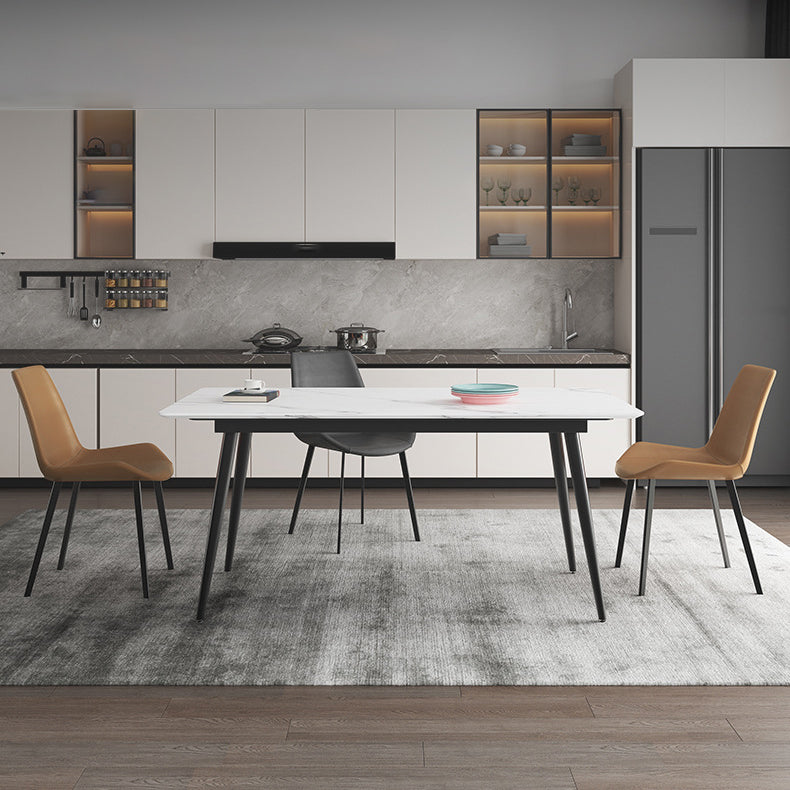 Minimalist Dining Table Set with Sintered Stone Dining Table and Upholstered Chairs Clearhalo 'Dining Room Sets' 'Dining Tables & Seating' 'dining_room_set' 'furn' 'furn_dining_room_set' 'Furniture' 'furniture_dining_room_set' 'Kitchen & Dining Furniture' 'kitchen&dining_furn' 'kitchen' 3522733