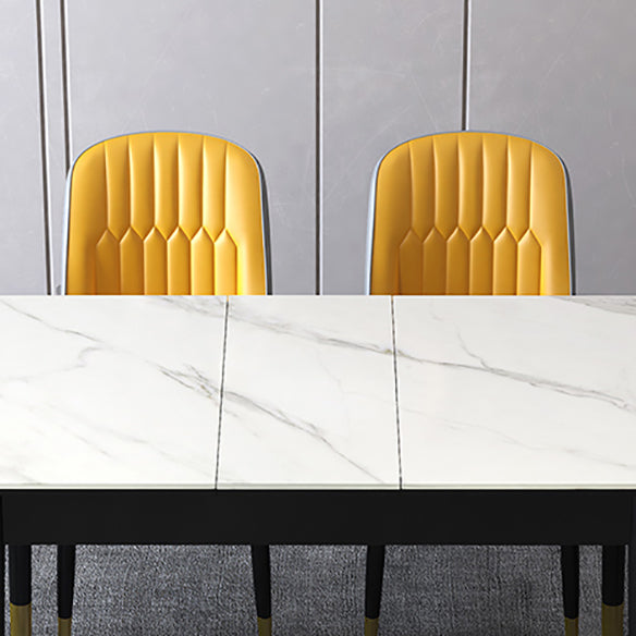 Contemporary Sintered Stone Top Extendable Dining Set Rectangle Kitchen Dining Set with 4 Legs Table Clearhalo 'Dining Room Sets' 'Dining Tables & Seating' 'dining_room_set' 'furn' 'furn_dining_room_set' 'Furniture' 'furniture_dining_room_set' 'Kitchen & Dining Furniture' 'kitchen&dining_furn' 'kitchen' 3522738