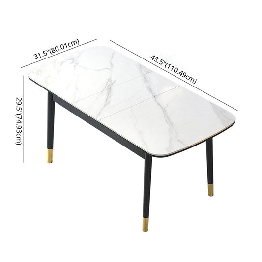 Contemporary Sintered Stone Top Extendable Dining Set Rectangle Kitchen Dining Set with 4 Legs Table Clearhalo 'Dining Room Sets' 'Dining Tables & Seating' 'dining_room_set' 'furn' 'furn_dining_room_set' 'Furniture' 'furniture_dining_room_set' 'Kitchen & Dining Furniture' 'kitchen&dining_furn' 'kitchen' 3522743