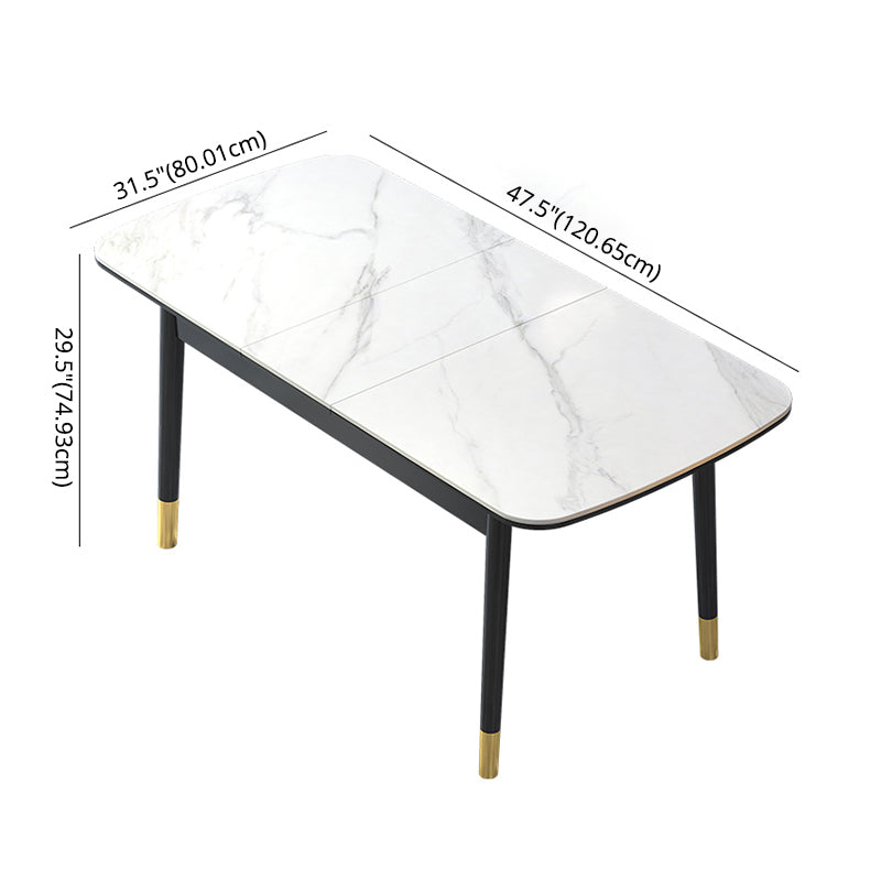 Contemporary Sintered Stone Top Extendable Dining Set Rectangle Kitchen Dining Set with 4 Legs Table Clearhalo 'Dining Room Sets' 'Dining Tables & Seating' 'dining_room_set' 'furn' 'furn_dining_room_set' 'Furniture' 'furniture_dining_room_set' 'Kitchen & Dining Furniture' 'kitchen&dining_furn' 'kitchen' 3522744