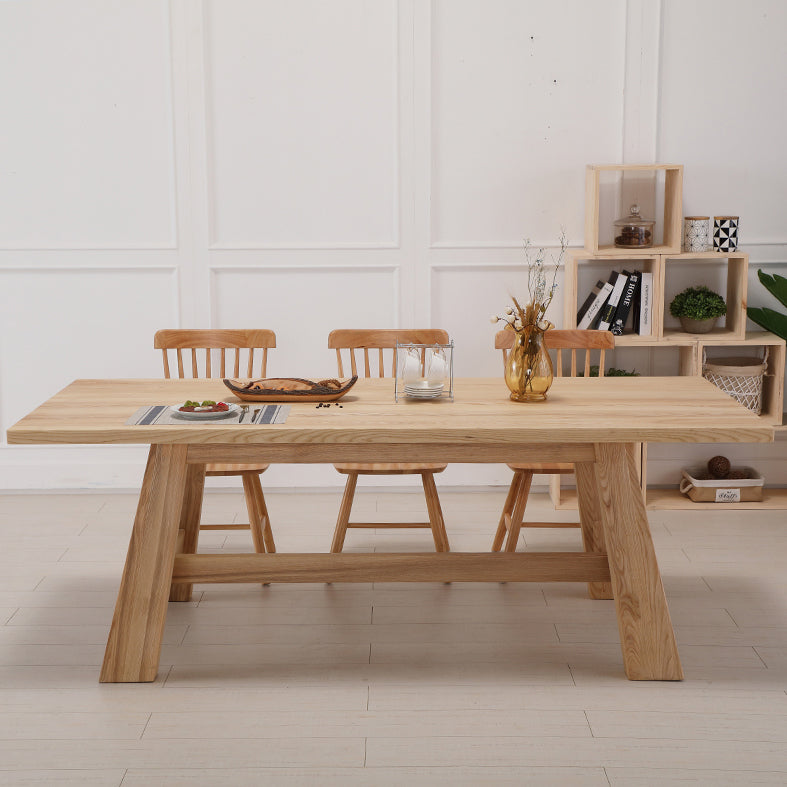 Contemporary Solid Wood Top Dining Table Sets with Trestle Base Dining Furniture for Home Clearhalo 'Dining Room Sets' 'Dining Tables & Seating' 'dining_room_set' 'furn' 'furn_dining_room_set' 'Furniture' 'furniture_dining_room_set' 'Kitchen & Dining Furniture' 'kitchen&dining_furn' 'kitchen' 3522748