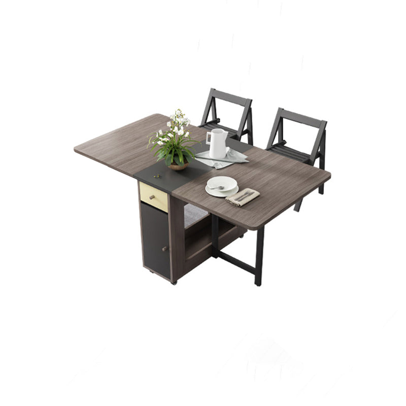 Modern Style Traditional Height Dining Set with with Drop Leaf Table and Trestle Base 3 Piece Set Clearhalo 'Dining Room Sets' 'Dining Tables & Seating' 'dining_room_set' 'furn' 'furn_dining_room_set' 'Furniture' 'furniture_dining_room_set' 'Kitchen & Dining Furniture' 'kitchen&dining_furn' 'kitchen' 3522760
