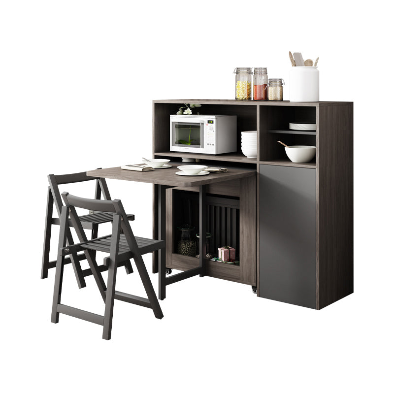 Modern Style Traditional Height Dining Set with with Drop Leaf Table and Trestle Base Clearhalo 'Dining Room Sets' 'Dining Tables & Seating' 'dining_room_set' 'furn' 'furn_dining_room_set' 'Furniture' 'furniture_dining_room_set' 'Kitchen & Dining Furniture' 'kitchen&dining_furn' 'kitchen' 3522765