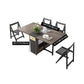 Modern Style Traditional Height Dining Set with with Drop Leaf Table and Trestle Base Clearhalo 'Dining Room Sets' 'Dining Tables & Seating' 'dining_room_set' 'furn' 'furn_dining_room_set' 'Furniture' 'furniture_dining_room_set' 'Kitchen & Dining Furniture' 'kitchen&dining_furn' 'kitchen' 3522770