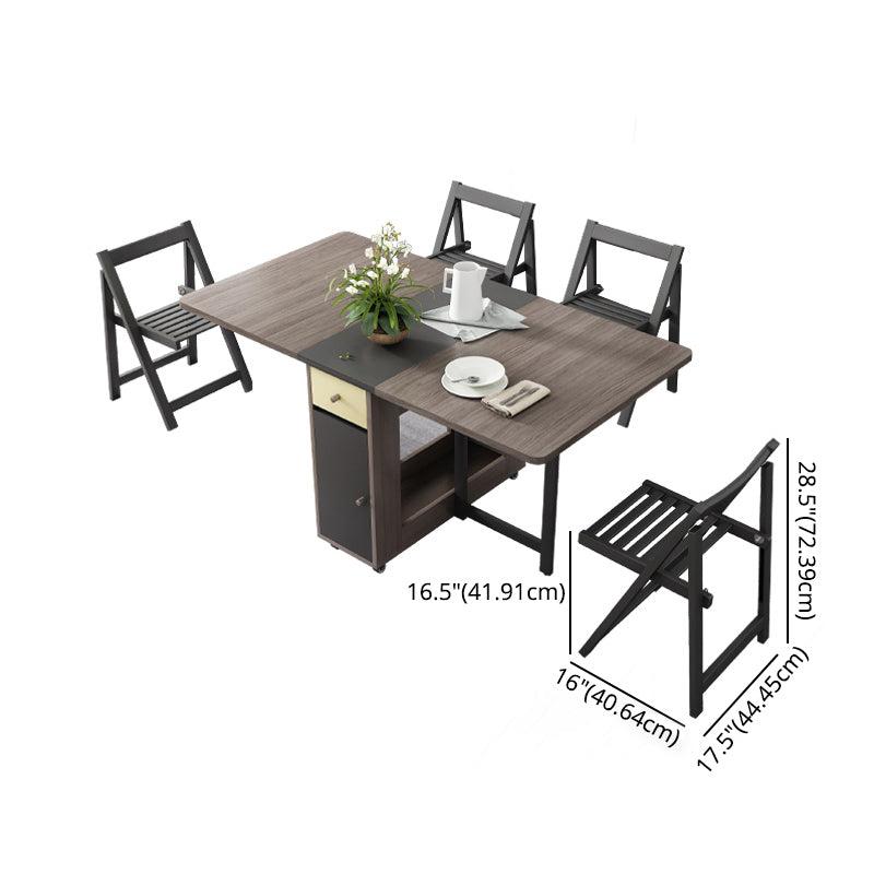 Modern Style Traditional Height Dining Set with with Drop Leaf Table and Trestle Base Clearhalo 'Dining Room Sets' 'Dining Tables & Seating' 'dining_room_set' 'furn' 'furn_dining_room_set' 'Furniture' 'furniture_dining_room_set' 'Kitchen & Dining Furniture' 'kitchen&dining_furn' 'kitchen' 3522771