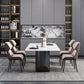 Contemporary Style Dining Set with Sintered Stone Dining Table and Cushion Chairs Clearhalo 'Dining Room Sets' 'Dining Tables & Seating' 'dining_room_set' 'furn' 'furn_dining_room_set' 'Furniture' 'furniture_dining_room_set' 'Kitchen & Dining Furniture' 'kitchen&dining_furn' 'kitchen' 3522775