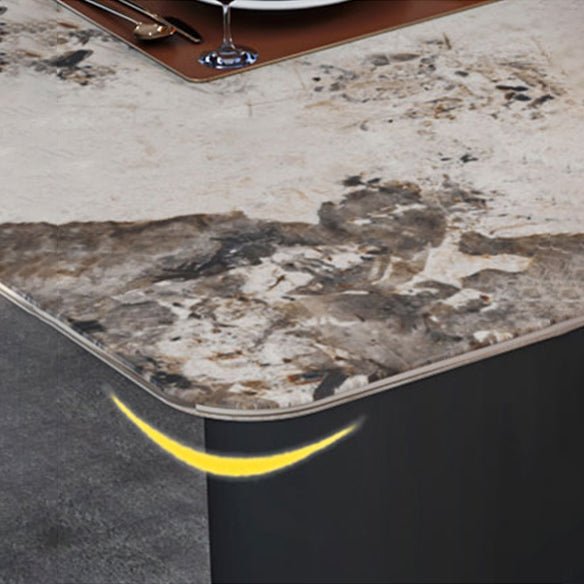 Contemporary Style Dining Set with Sintered Stone Dining Table and Cushion Chairs Clearhalo 'Dining Room Sets' 'Dining Tables & Seating' 'dining_room_set' 'furn' 'furn_dining_room_set' 'Furniture' 'furniture_dining_room_set' 'Kitchen & Dining Furniture' 'kitchen&dining_furn' 'kitchen' 3522777