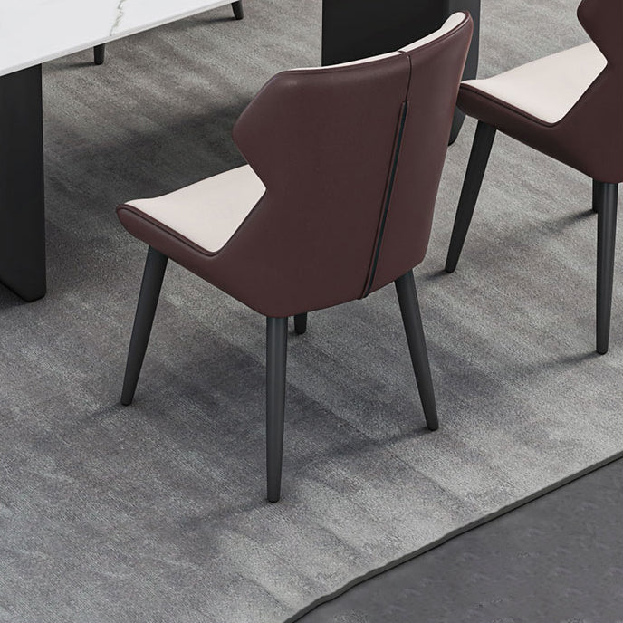 Contemporary Style Dining Set with Sintered Stone Dining Table and Cushion Chairs Clearhalo 'Dining Room Sets' 'Dining Tables & Seating' 'dining_room_set' 'furn' 'furn_dining_room_set' 'Furniture' 'furniture_dining_room_set' 'Kitchen & Dining Furniture' 'kitchen&dining_furn' 'kitchen' 3522778