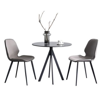 Modern Style Sintered Stone Dining Room Set Black Round Table Formal Dining Table Furniture Grey 3 Piece Set Clearhalo 'Dining Room Sets' 'Dining Tables & Seating' 'dining_room_set' 'furn' 'furn_dining_room_set' 'Furniture' 'furniture_dining_room_set' 'Kitchen & Dining Furniture' 'kitchen&dining_furn' 'kitchen' 3522799