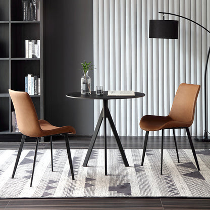 Modern Style Sintered Stone Dining Room Set Black Round Formal Dining Table Furniture 3 Piece Set Clearhalo 'Dining Room Sets' 'Dining Tables & Seating' 'dining_room_set' 'furn' 'furn_dining_room_set' 'Furniture' 'furniture_dining_room_set' 'Kitchen & Dining Furniture' 'kitchen&dining_furn' 'kitchen' 3522813