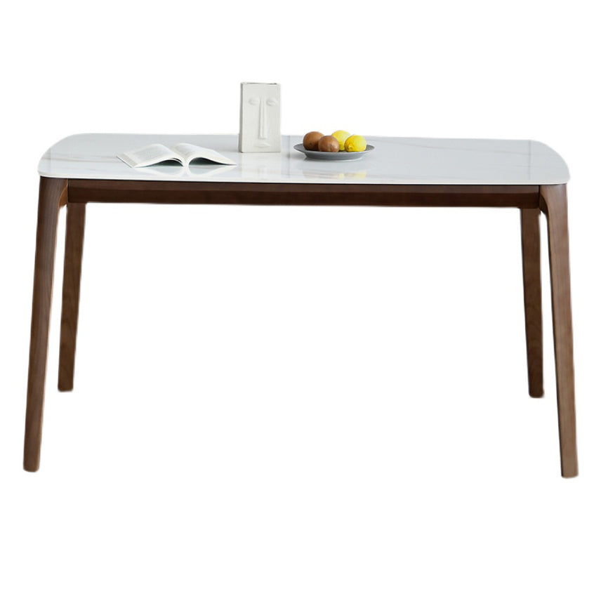 Contemporary Sintered Stone Standard Dining Set Rectangle Shape White Dining Set with 4 Legs Table Clearhalo 'Dining Room Sets' 'Dining Tables & Seating' 'dining_room_set' 'furn' 'furn_dining_room_set' 'Furniture' 'furniture_dining_room_set' 'Kitchen & Dining Furniture' 'kitchen&dining_furn' 'kitchen' 3522845