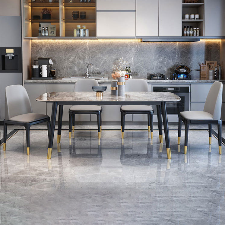 Contemporary Dining Table Set with Sintered Stone Dining Table and Cushioned Chairs 5 Piece Set Clearhalo 'Dining Room Sets' 'Dining Tables & Seating' 'dining_room_set' 'furn' 'furn_dining_room_set' 'Furniture' 'furniture_dining_room_set' 'Kitchen & Dining Furniture' 'kitchen&dining_furn' 'kitchen' 3522857
