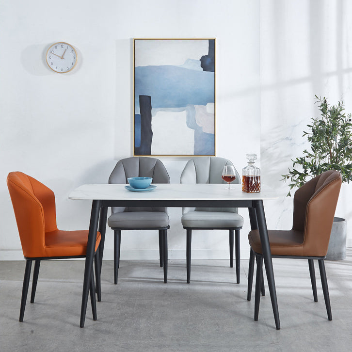 Minimalist Style Table Set with Sintered Stone Dining Table and Padded Chairs Clearhalo 'Dining Room Sets' 'Dining Tables & Seating' 'dining_room_set' 'furn' 'furn_dining_room_set' 'Furniture' 'furniture_dining_room_set' 'Kitchen & Dining Furniture' 'kitchen&dining_furn' 'kitchen' 3522870
