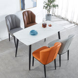 Minimalist Style Table Set with Sintered Stone Dining Table and Padded Chairs Clearhalo 'Dining Room Sets' 'Dining Tables & Seating' 'dining_room_set' 'furn' 'furn_dining_room_set' 'Furniture' 'furniture_dining_room_set' 'Kitchen & Dining Furniture' 'kitchen&dining_furn' 'kitchen' 3522883