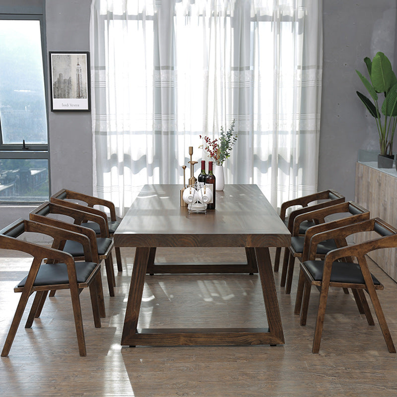 Contemporary Solid Wood Dining Table Set Rectangle Shape Standard Dining Set in Brown Clearhalo 'Dining Room Sets' 'Dining Tables & Seating' 'dining_room_set' 'furn' 'furn_dining_room_set' 'Furniture' 'furniture_dining_room_set' 'Kitchen & Dining Furniture' 'kitchen&dining_furn' 'kitchen' 3522886