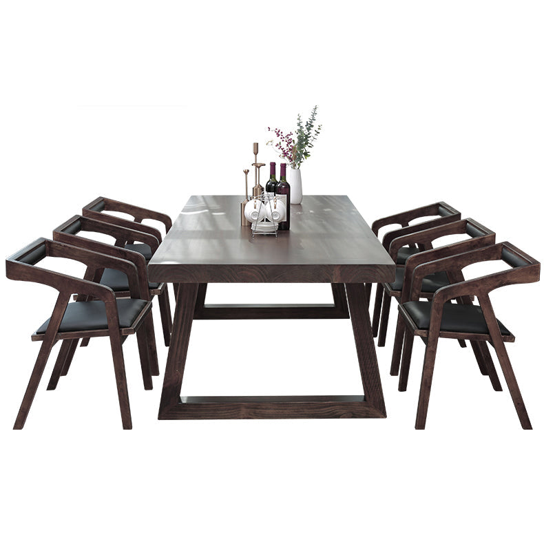Contemporary Solid Wood Dining Table Set Rectangle Shape Standard Dining Set in Brown Clearhalo 'Dining Room Sets' 'Dining Tables & Seating' 'dining_room_set' 'furn' 'furn_dining_room_set' 'Furniture' 'furniture_dining_room_set' 'Kitchen & Dining Furniture' 'kitchen&dining_furn' 'kitchen' 3522889