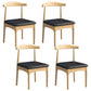 Scandinavian Wood Dining Chairs Indoor Armless Open Back Dining Side Chair Black 4 Piece Set Natural Wood Clearhalo ' kitchen&dining_furn' 'Dining Chairs' 'Dining Tables & Seating' 'dining_chair' 'furn' 'furn_dining_chair' 'Furniture' 'furniture_dining_chair' 'Kitchen & Dining Furniture' 'kitchen' 3522911