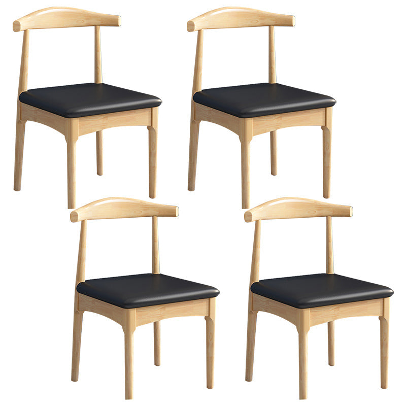 Scandinavian Wood Dining Chairs Indoor Armless Open Back Dining Side Chair Black 4 Piece Set Natural Wood Clearhalo ' kitchen&dining_furn' 'Dining Chairs' 'Dining Tables & Seating' 'dining_chair' 'furn' 'furn_dining_chair' 'Furniture' 'furniture_dining_chair' 'Kitchen & Dining Furniture' 'kitchen' 3522911