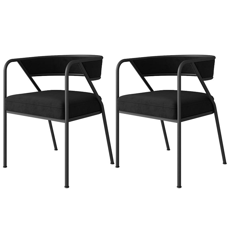 Industrial Style Metal Dining Chair Stackable Open Back Dining Side Chair for Home Black 2 Piece Set Black Clearhalo ' kitchen&dining_furn' 'Dining Chairs' 'Dining Tables & Seating' 'dining_chair' 'furn' 'furn_dining_chair' 'Furniture' 'furniture_dining_chair' 'Kitchen & Dining Furniture' 'kitchen' 3522945