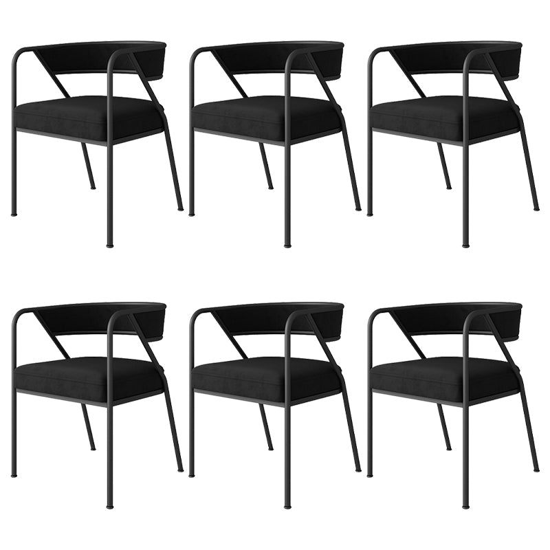 Industrial Style Metal Dining Chair Stackable Open Back Dining Side Chair for Home Black 6 Piece Set Black Clearhalo ' kitchen&dining_furn' 'Dining Chairs' 'Dining Tables & Seating' 'dining_chair' 'furn' 'furn_dining_chair' 'Furniture' 'furniture_dining_chair' 'Kitchen & Dining Furniture' 'kitchen' 3522948