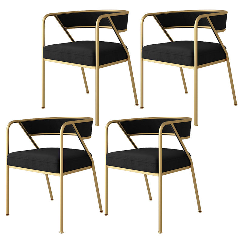 Industrial Style Metal Dining Chair Stackable Open Back Dining Side Chair for Home Black 4 Piece Set Brass Gold Clearhalo ' kitchen&dining_furn' 'Dining Chairs' 'Dining Tables & Seating' 'dining_chair' 'furn' 'furn_dining_chair' 'Furniture' 'furniture_dining_chair' 'Kitchen & Dining Furniture' 'kitchen' 3522952