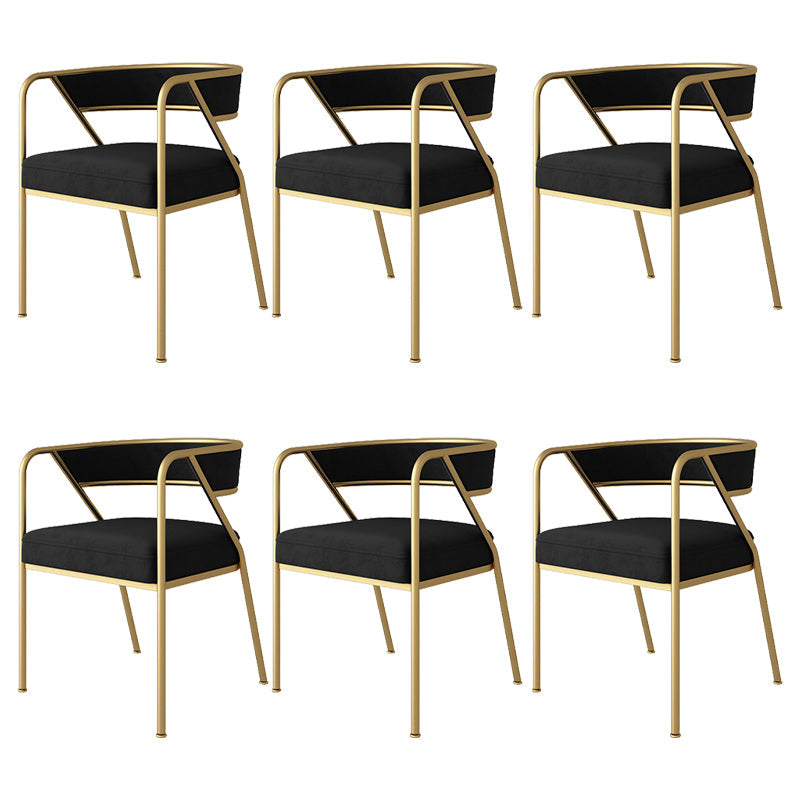 Industrial Style Metal Dining Chair Stackable Open Back Dining Side Chair for Home Black 6 Piece Set Brass Gold Clearhalo ' kitchen&dining_furn' 'Dining Chairs' 'Dining Tables & Seating' 'dining_chair' 'furn' 'furn_dining_chair' 'Furniture' 'furniture_dining_chair' 'Kitchen & Dining Furniture' 'kitchen' 3522954