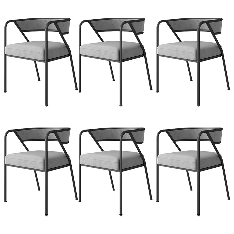 Industrial Style Metal Dining Chair Stackable Open Back Dining Side Chair for Home Grey 6 Piece Set Black Clearhalo ' kitchen&dining_furn' 'Dining Chairs' 'Dining Tables & Seating' 'dining_chair' 'furn' 'furn_dining_chair' 'Furniture' 'furniture_dining_chair' 'Kitchen & Dining Furniture' 'kitchen' 3522959