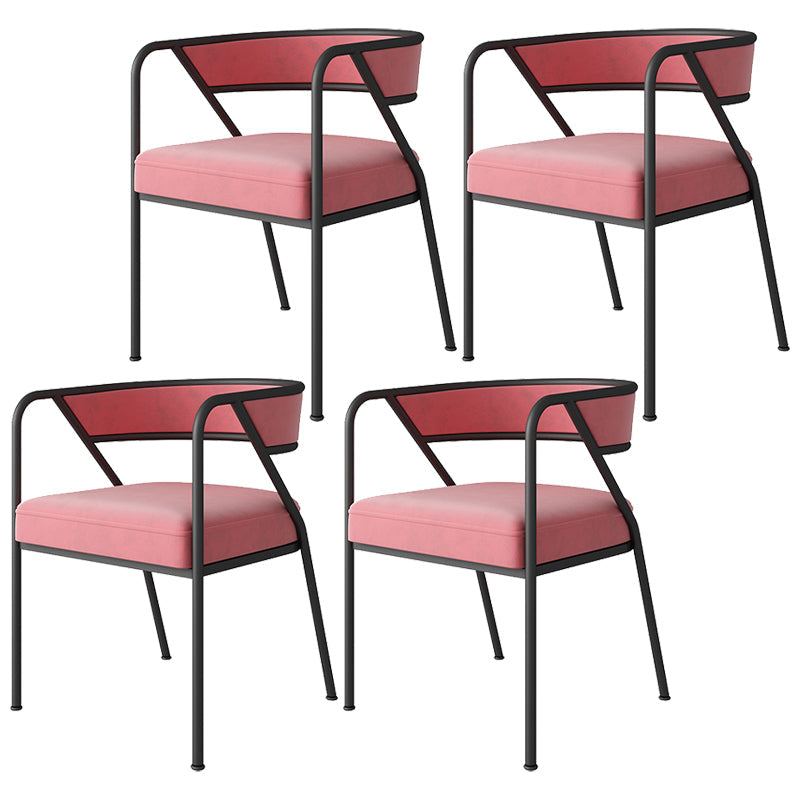 Industrial Style Metal Dining Chair Stackable Open Back Dining Side Chair for Home Pink 4 Piece Set Black Clearhalo ' kitchen&dining_furn' 'Dining Chairs' 'Dining Tables & Seating' 'dining_chair' 'furn' 'furn_dining_chair' 'Furniture' 'furniture_dining_chair' 'Kitchen & Dining Furniture' 'kitchen' 3522961