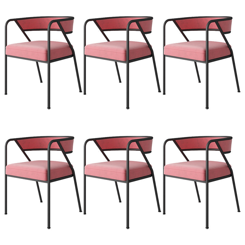Industrial Style Metal Dining Chair Stackable Open Back Dining Side Chair for Home Pink 6 Piece Set Black Clearhalo ' kitchen&dining_furn' 'Dining Chairs' 'Dining Tables & Seating' 'dining_chair' 'furn' 'furn_dining_chair' 'Furniture' 'furniture_dining_chair' 'Kitchen & Dining Furniture' 'kitchen' 3522962