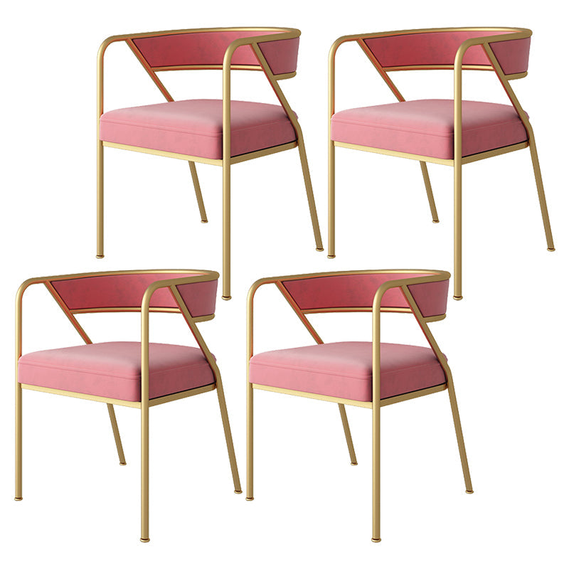Industrial Style Metal Dining Chair Stackable Open Back Dining Side Chair for Home Pink 4 Piece Set Brass Gold Clearhalo ' kitchen&dining_furn' 'Dining Chairs' 'Dining Tables & Seating' 'dining_chair' 'furn' 'furn_dining_chair' 'Furniture' 'furniture_dining_chair' 'Kitchen & Dining Furniture' 'kitchen' 3522964