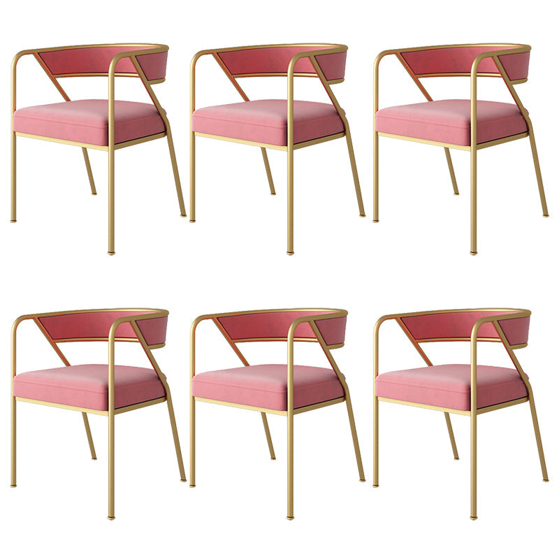 Industrial Style Metal Dining Chair Stackable Open Back Dining Side Chair for Home Pink 6 Piece Set Brass Gold Clearhalo ' kitchen&dining_furn' 'Dining Chairs' 'Dining Tables & Seating' 'dining_chair' 'furn' 'furn_dining_chair' 'Furniture' 'furniture_dining_chair' 'Kitchen & Dining Furniture' 'kitchen' 3522965