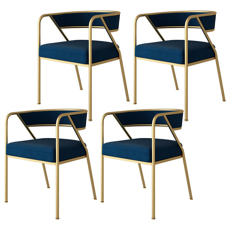 Industrial Style Metal Dining Chair Stackable Open Back Dining Side Chair for Home Blue 4 Piece Set Brass Gold Clearhalo ' kitchen&dining_furn' 'Dining Chairs' 'Dining Tables & Seating' 'dining_chair' 'furn' 'furn_dining_chair' 'Furniture' 'furniture_dining_chair' 'Kitchen & Dining Furniture' 'kitchen' 3522970
