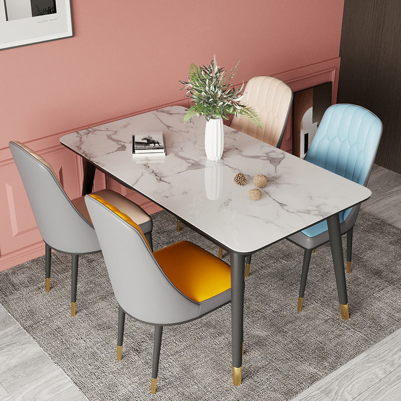 Scandinavian Rubber Wood Shelf Dining Table Rectangle Formal Dinette Set for Kitchen 5 Piece Set Clearhalo 'Dining Room Sets' 'Dining Tables & Seating' 'dining_room_set' 'furn' 'furn_dining_room_set' 'Furniture' 'furniture_dining_room_set' 'Kitchen & Dining Furniture' 'kitchen&dining_furn' 'kitchen' 3526240