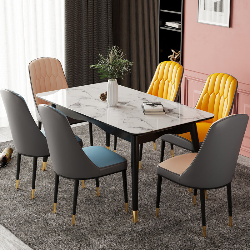 Scandinavian Rubber Wood Shelf Dining Table Rectangle Formal Dinette Set for Kitchen 7 Piece Set Clearhalo 'Dining Room Sets' 'Dining Tables & Seating' 'dining_room_set' 'furn' 'furn_dining_room_set' 'Furniture' 'furniture_dining_room_set' 'Kitchen & Dining Furniture' 'kitchen&dining_furn' 'kitchen' 3526241