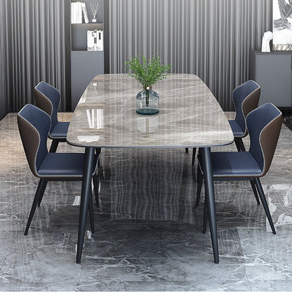 Contemporary Dining Set with Sintered Stone Dining Table and Cushioned Chairs 5 Piece Set Clearhalo 'Dining Room Sets' 'Dining Tables & Seating' 'dining_room_set' 'furn' 'furn_dining_room_set' 'Furniture' 'furniture_dining_room_set' 'Kitchen & Dining Furniture' 'kitchen&dining_furn' 'kitchen' 3526257