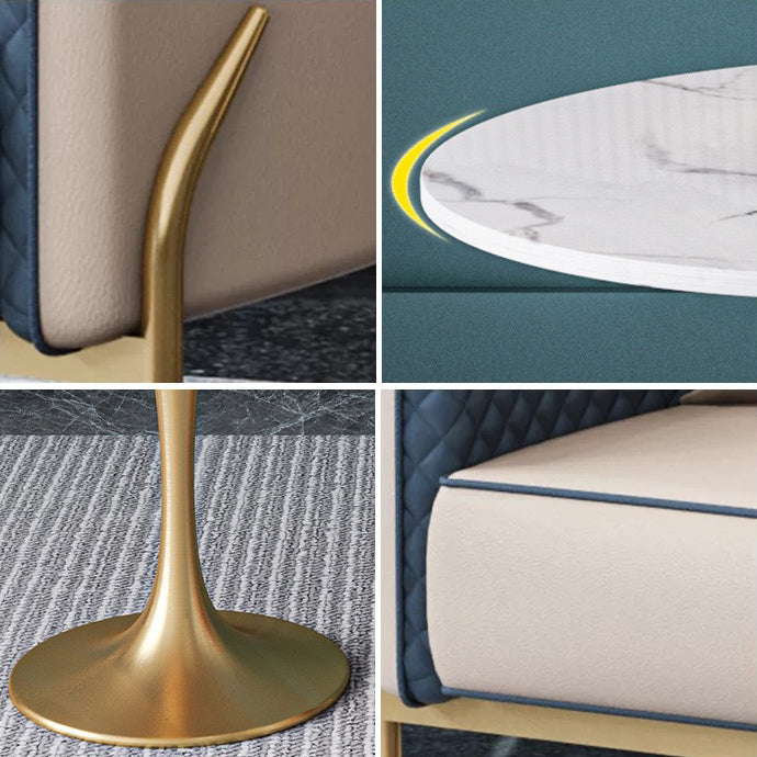 Glam Sintered Stone White Dining Room Set with Round Table Formal Dining Table Furniture Clearhalo 'Dining Room Sets' 'Dining Tables & Seating' 'dining_room_set' 'furn' 'furn_dining_room_set' 'Furniture' 'furniture_dining_room_set' 'Kitchen & Dining Furniture' 'kitchen&dining_furn' 'kitchen' 3526272