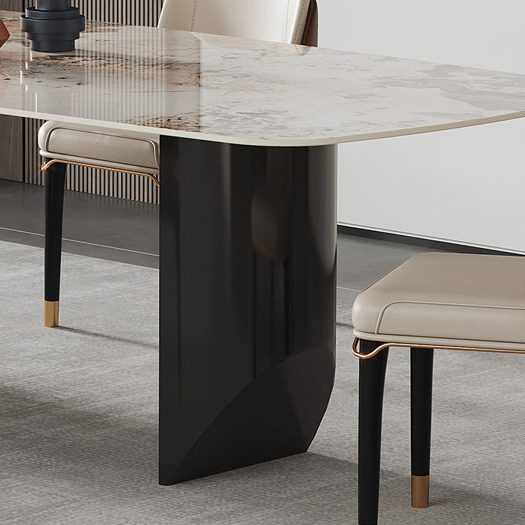 Contemporary Dining Sets with Sintered Stone Dining Table and Cushioned Chairs Clearhalo 'Dining Room Sets' 'Dining Tables & Seating' 'dining_room_set' 'furn' 'furn_dining_room_set' 'Furniture' 'furniture_dining_room_set' 'Kitchen & Dining Furniture' 'kitchen&dining_furn' 'kitchen' 3526307