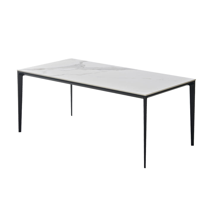 Contemporary Rectangle Shape White Dining Set Sintered Stone Standard Dining Set for Kitchen Clearhalo 'Dining Room Sets' 'Dining Tables & Seating' 'dining_room_set' 'furn' 'furn_dining_room_set' 'Furniture' 'furniture_dining_room_set' 'Kitchen & Dining Furniture' 'kitchen&dining_furn' 'kitchen' 3526319