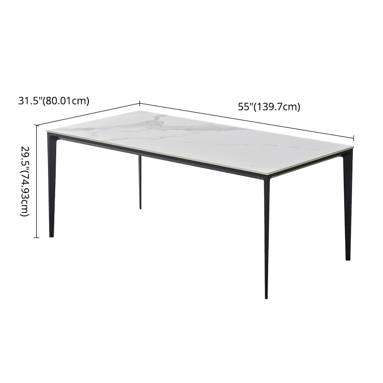 Contemporary Rectangle Shape White Dining Set Sintered Stone Standard Dining Set for Kitchen Clearhalo 'Dining Room Sets' 'Dining Tables & Seating' 'dining_room_set' 'furn' 'furn_dining_room_set' 'Furniture' 'furniture_dining_room_set' 'Kitchen & Dining Furniture' 'kitchen&dining_furn' 'kitchen' 3526325