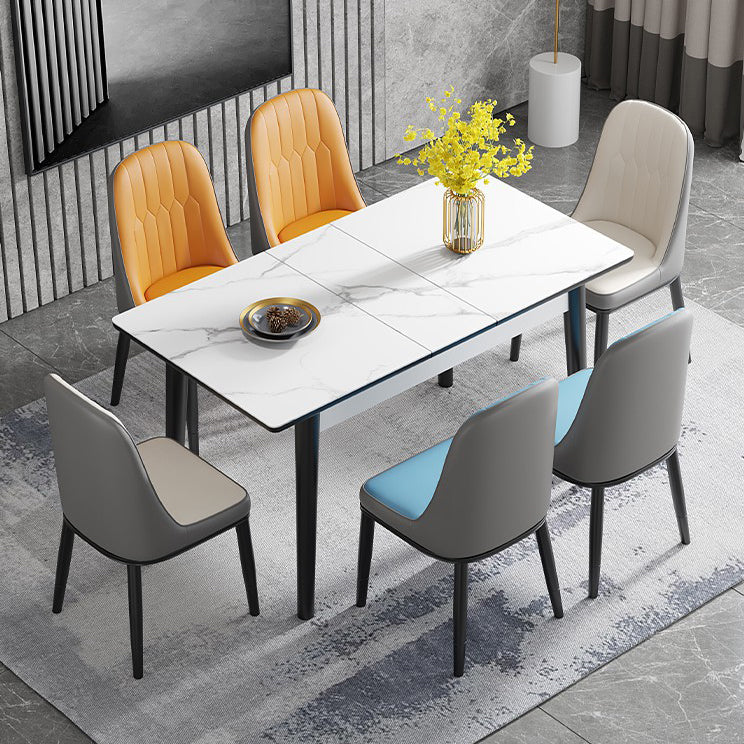 Traditional Standard Sintered Stone Dining Room Set of Collapsible Rectangle for Kitchen Table Set 7 Piece Set Clearhalo 'Dining Room Sets' 'Dining Tables & Seating' 'dining_room_set' 'furn' 'furn_dining_room_set' 'Furniture' 'furniture_dining_room_set' 'Kitchen & Dining Furniture' 'kitchen&dining_furn' 'kitchen' 3526329