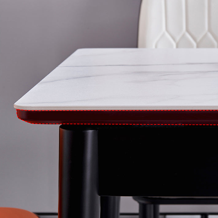 Dining Room Set Modern Style Sintered Stone Rectangular Dining Table with Trestle Base Clearhalo 'Dining Room Sets' 'Dining Tables & Seating' 'dining_room_set' 'furn' 'furn_dining_room_set' 'Furniture' 'furniture_dining_room_set' 'Kitchen & Dining Furniture' 'kitchen&dining_furn' 'kitchen' 3526347