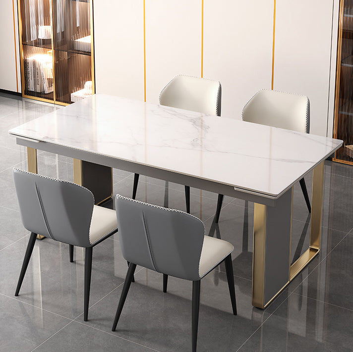 Rectangular Modern Sintered Stone Dining Room Set Dining Furniture Set with Metallic Base Clearhalo 'Dining Room Sets' 'Dining Tables & Seating' 'dining_room_set' 'furn' 'furn_dining_room_set' 'Furniture' 'furniture_dining_room_set' 'Kitchen & Dining Furniture' 'kitchen&dining_furn' 'kitchen' 3526353