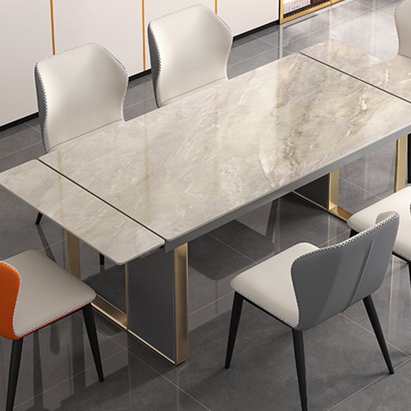 Rectangular Modern Sintered Stone Dining Room Set Dining Furniture Set with Metallic Base Clearhalo 'Dining Room Sets' 'Dining Tables & Seating' 'dining_room_set' 'furn' 'furn_dining_room_set' 'Furniture' 'furniture_dining_room_set' 'Kitchen & Dining Furniture' 'kitchen&dining_furn' 'kitchen' 3526360