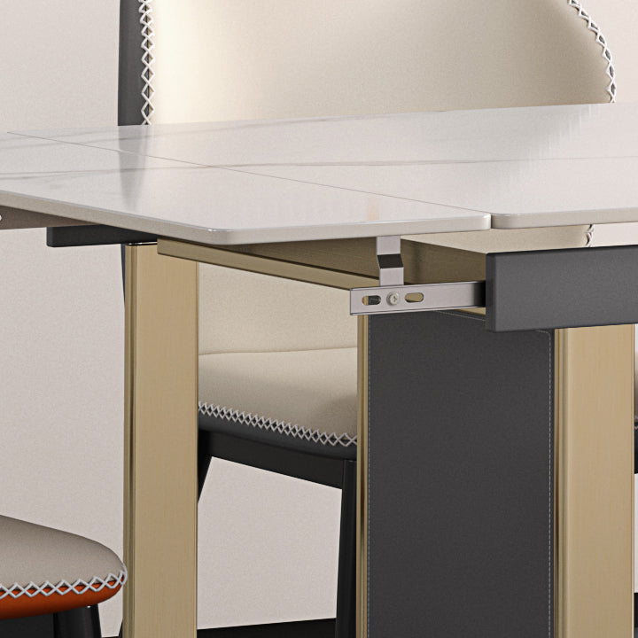 Rectangular Modern Sintered Stone Dining Room Set Dining Furniture Set with Metallic Base Clearhalo 'Dining Room Sets' 'Dining Tables & Seating' 'dining_room_set' 'furn' 'furn_dining_room_set' 'Furniture' 'furniture_dining_room_set' 'Kitchen & Dining Furniture' 'kitchen&dining_furn' 'kitchen' 3526362