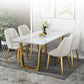 Rectangular Scandinavian Style Sintered Stone Dining Room Set Dining Furniture with Metallic Base Clearhalo 'Dining Room Sets' 'Dining Tables & Seating' 'dining_room_set' 'furn' 'furn_dining_room_set' 'Furniture' 'furniture_dining_room_set' 'Kitchen & Dining Furniture' 'kitchen&dining_furn' 'kitchen' 3526373